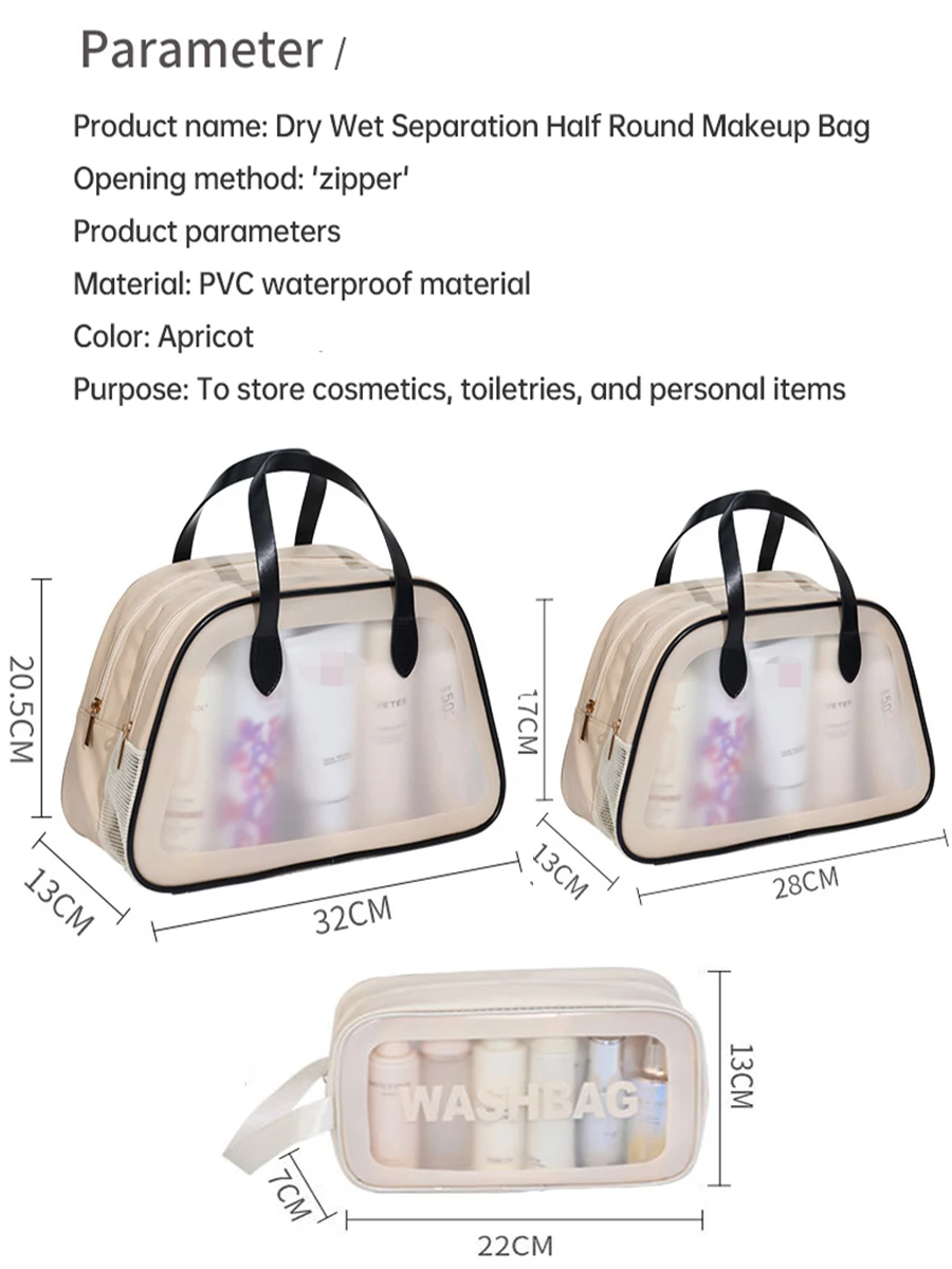 Portable Transparent Waterproof Travel Wash Bag Female Makeup
