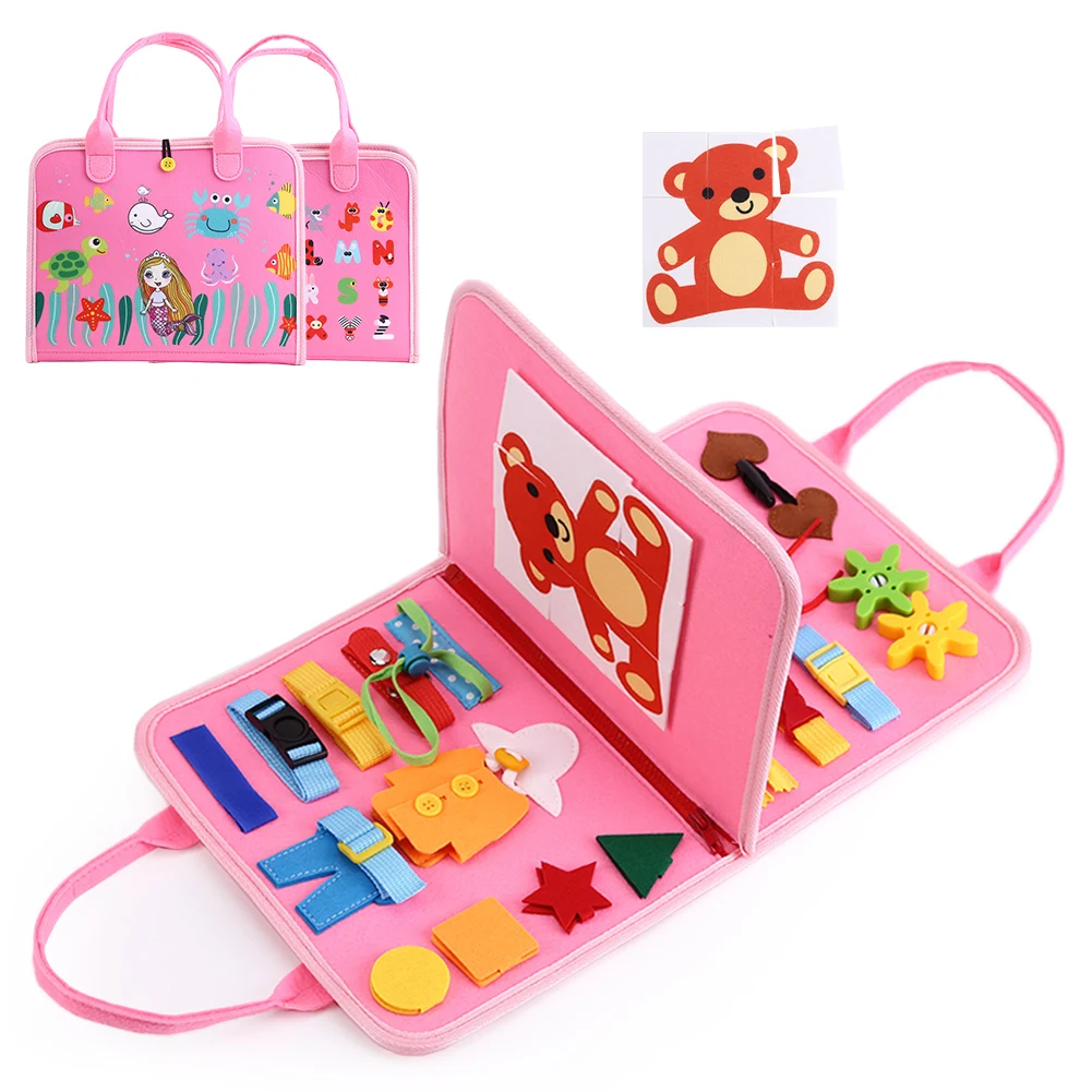 Montessori Toys Baby Busy Board Toddler Buckle Training With Zipper