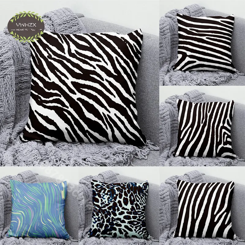 

Zebra Print Pillow Case Square Home Car Decorative Throw Pillows Bed Sofa Office Chair Decor Waist Cushion Cover Pillowcase