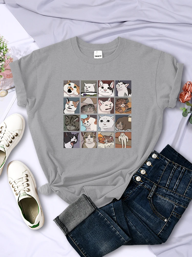 T-shirt imprimé animal chien chat pour femme, vêtement d'été tendance, style sportif Haruku, multicolore, décontracté, 802_voghion.com