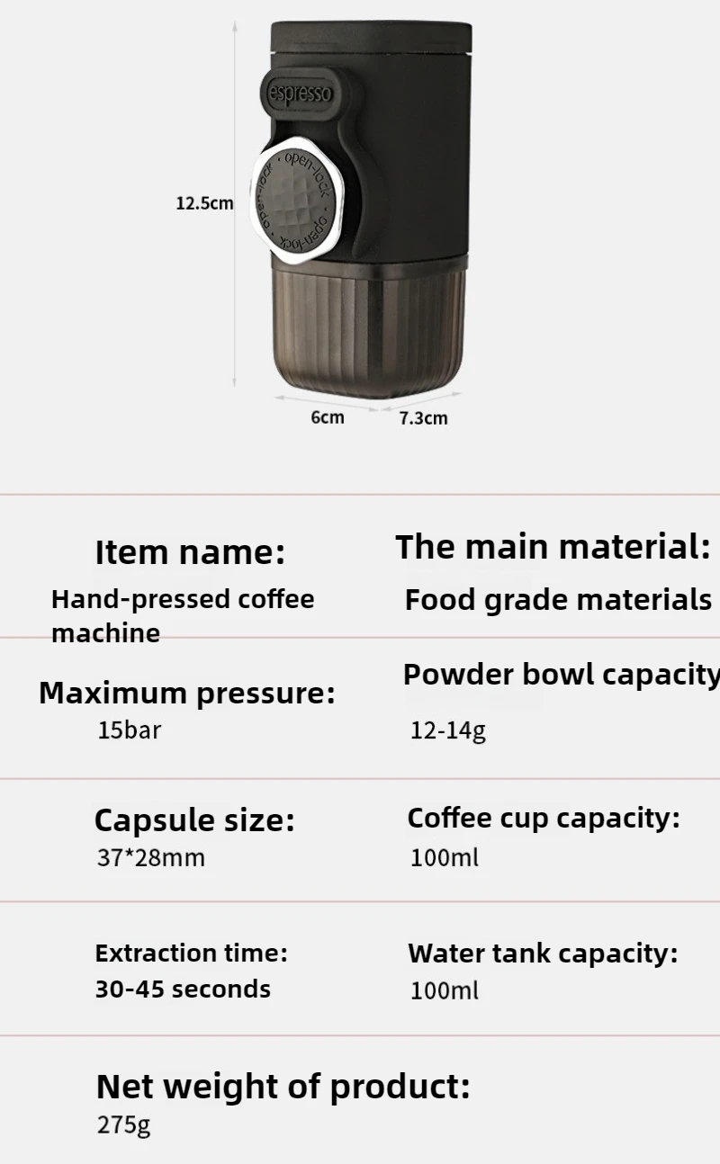 100mL High-capacity Portable Hand-pressed Coffee Machine Espresso Coffee Machine Home Travel Outdoor Small Espresso