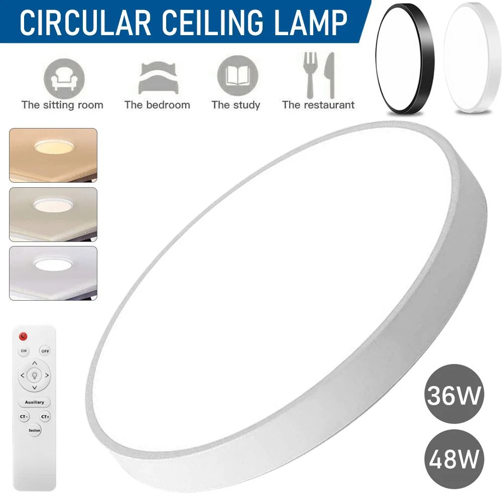 36/48W Ultrathin LED Ceiling Light Dimmable LED Oyster Cool/Warm With Remote
