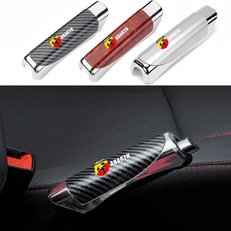 Car Handbrake Grips Protection Cover Carbon Fiber For abarth 695 595 500 competizione 124 Spider PUNTO Doblo Panda Ducato