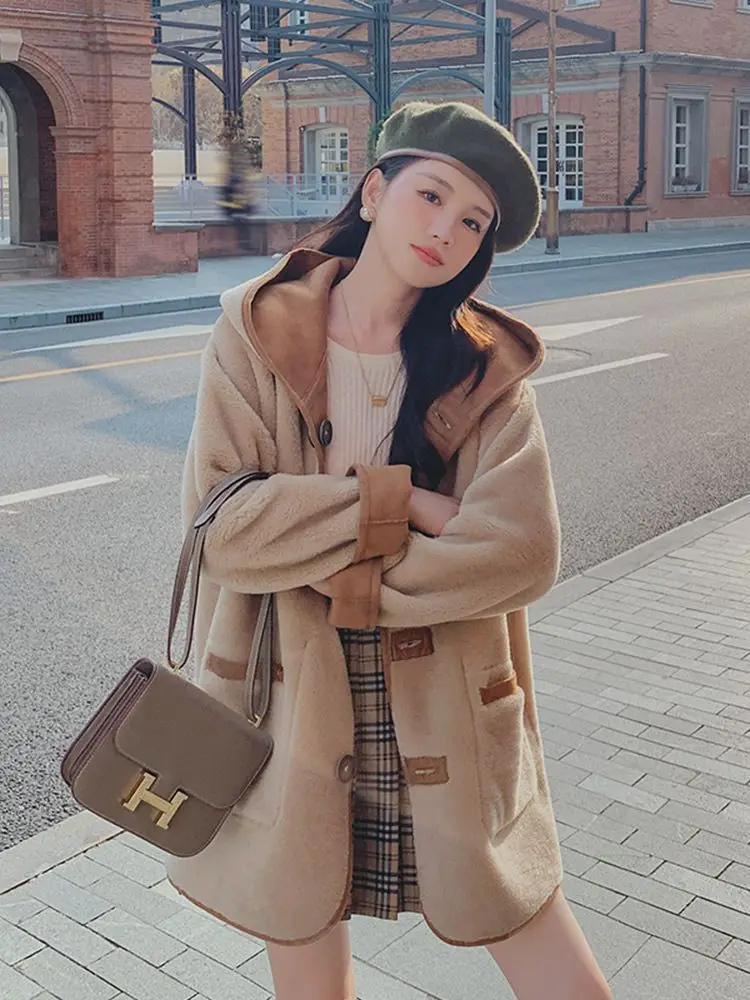 Korean Lambswool Reversible Coat Lazy Wind Jacket Women'S Tide Ins Winter Grain Lamb Wool Version Plus 2023 New