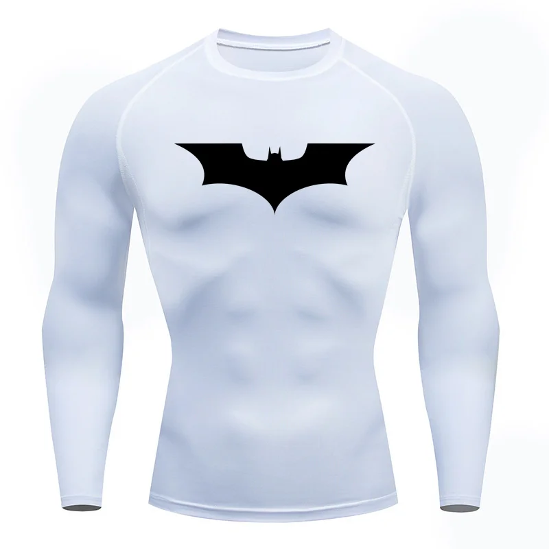 

New Men's T Shirt Outdoor Training Fitness Gym Jogging Running Sweatshirt Bat/-Man Compression Shirts Tight Elastic Breathable