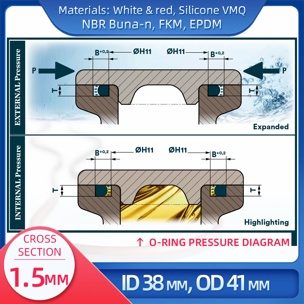 O  CS 1.5mm ID 38 mm OD 41mm , Ǹ VMQ NBR FKM EPDM ORing Seal Gaske1