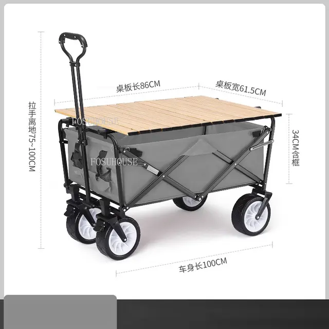 Kültéri Hordozható Kerti Szekerek Összecsukható Kempingkocsi Kerekekkel Nordic Home Camping Beach Cart Kerekek Kocsi