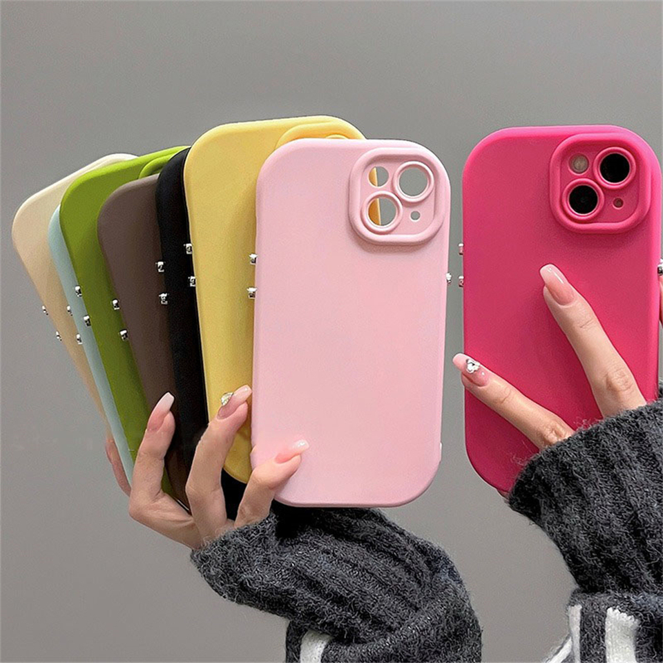 Korean Cute Matte Candy Pure Color Case For iPhone 15 14 13 12 Pro Max 11 INS Soft Shockproof Liquid Silicone Bumper Back Cover