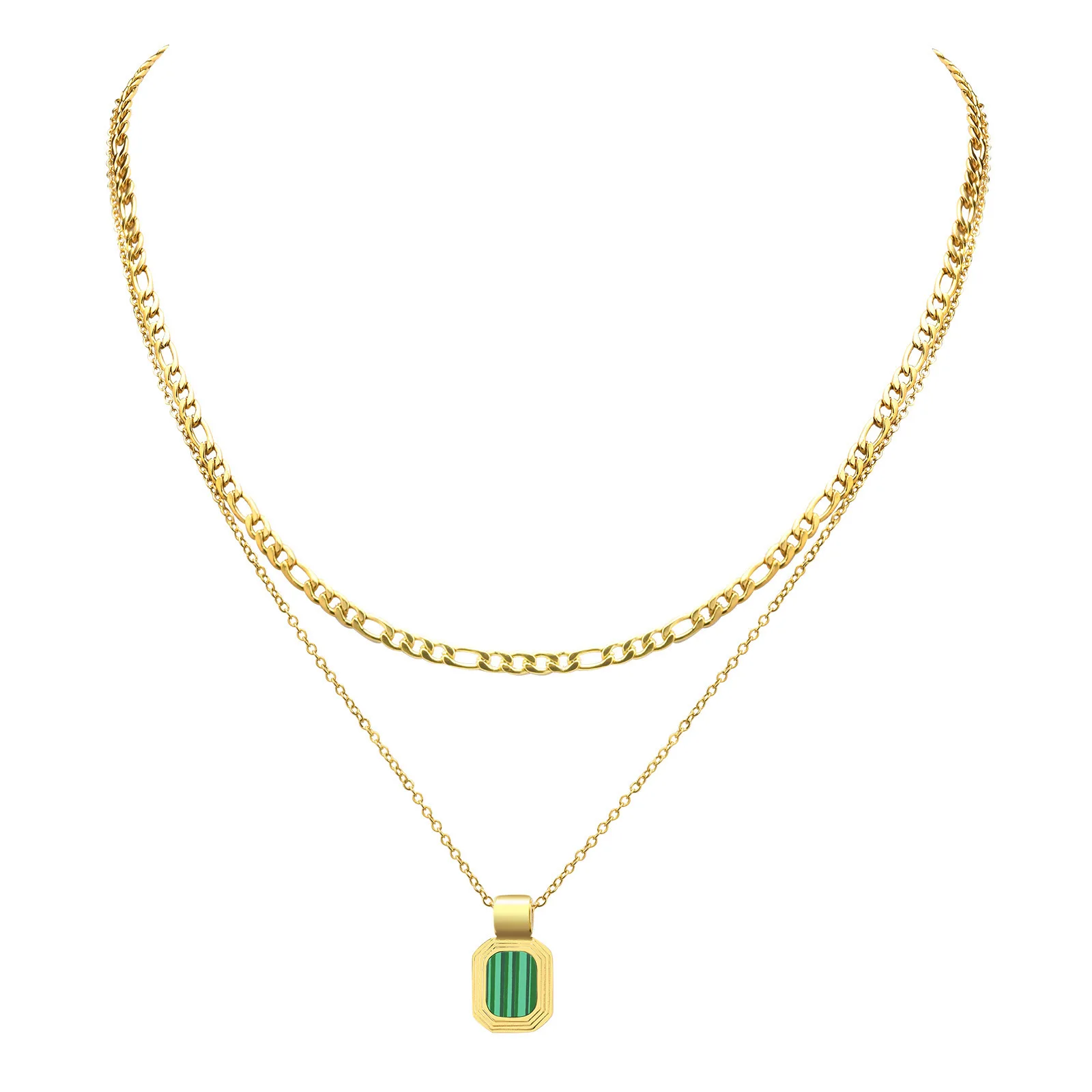 

PSJ Jewelry Fashion Luxury White / Black / Green Shell Pendent 24K Gold Plated Titanium Stainless Steel Necklaces for Women