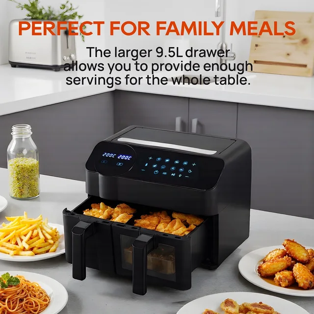 KOMORE Dual Basket Air Fryer with Smart Touch Screen Overheat Protection 2