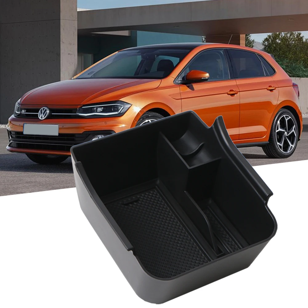 Car Central Armrest Storage Box For Volkswagen Polo VW MK6 2018-2020  Central Control Organizer Tray Accessories ABS Material