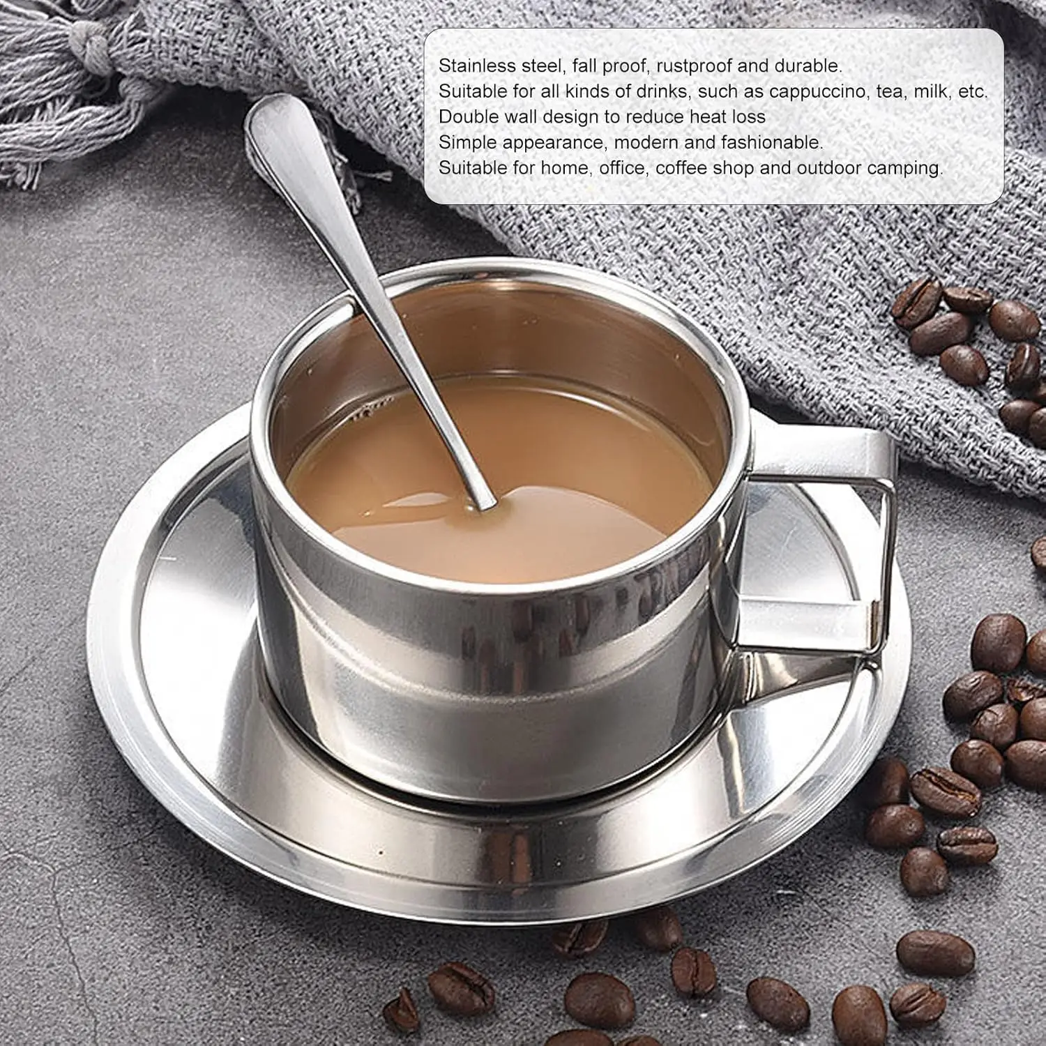 Set Di 4 Tazze Da Caffè In Metallo 200 Ml – Acciaio Inox A Doppia Parete! Eleganti, Isolate E Antiscivolo. Perfette Per Caffè, Tè E Bevande Calde, Senza Scottarsi Le Mani. Design Lucido E Minimal, Ideali Per La Casa, L'ufficio O Come Regalo. - copertina