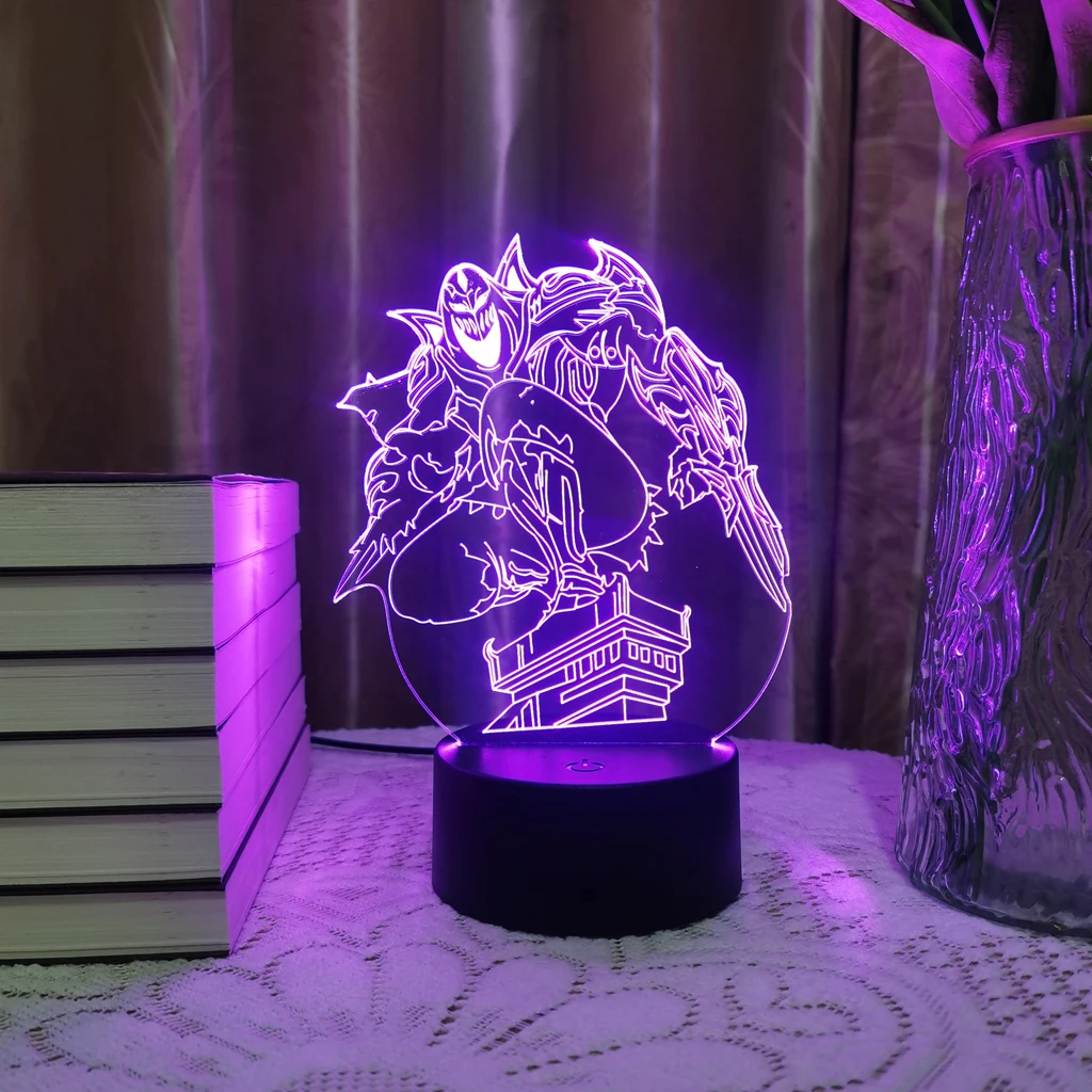 

New LOL League of Legends Game Figure Zed Ivern 3D Led Neon Night Light For Kid Sitting Room Colorful Decor Christmas Lamp Gift