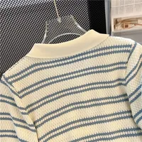 Nouveau T-shirt en tricot rayé à manches courtes pour femme 2026 – Haut ajusté pour femme – Vêtements féminins Ropa Mujer 4