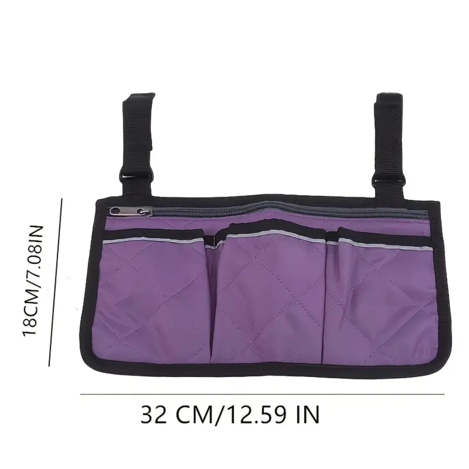 Convenient and Durable Armrest Organizer Bag for Wheelchair Travelers-Essential Storage Solution with Easy Access Pockets for