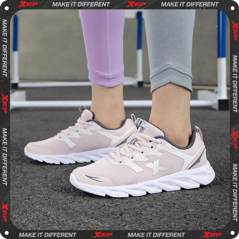 Xtep Running Shoes Non-Slip Soft Women's Sports Shoes Leather Upper Shock Absorption Female Sneakers For Women 879318110073
