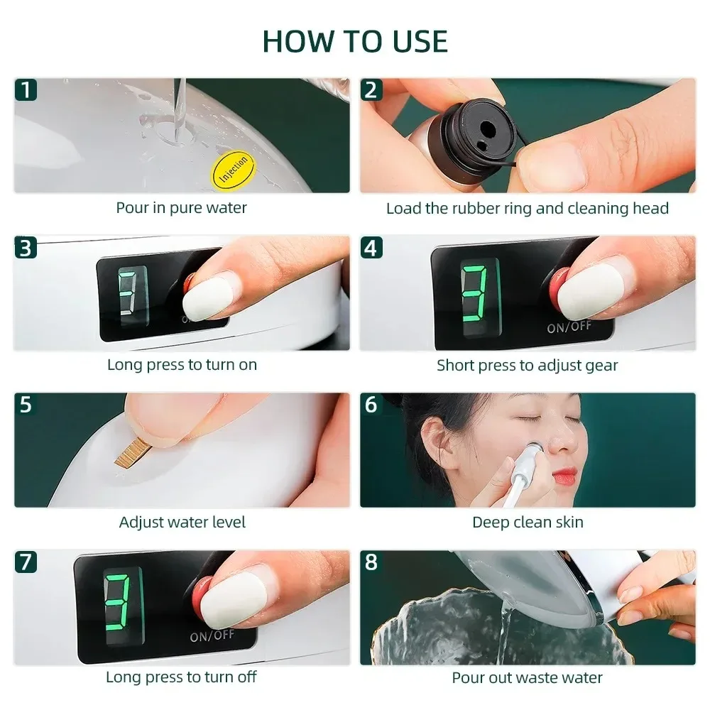 New Hydra Face Care Device for Skin Moisturizing Vacuum Cleaning Jet Small Bubbles Blackheads Remover Suction Tool Pore Cleaner 6