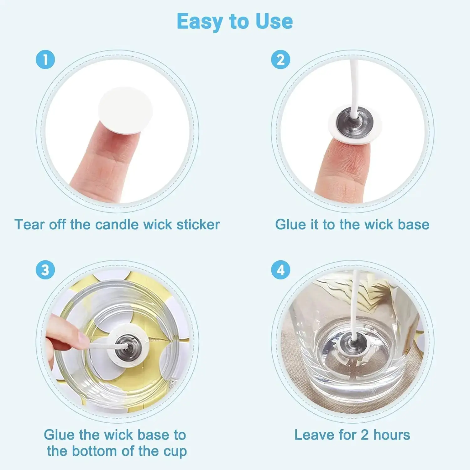 100 Adesivi Per Stoppini Per Candele Fai Da Te – Rotondi, Bifacciali, Resistenti Al Calore (2 Cm) – Perfetti Per Candele In Vaso Di Vetro E Contenitori - 3