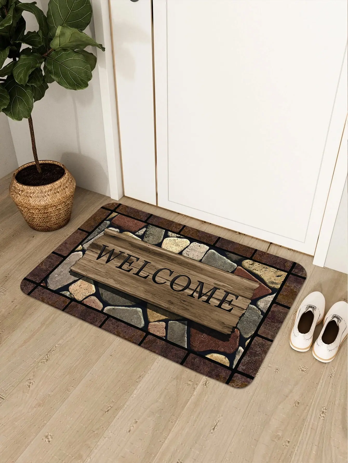 Description Picture 6 of item1pc Floral & Letter Graphic Door Mat Doormat Carpets Rug Carpet Bath Kitchen Garden Anti-Slip Small Home Kitchen Welcome Mats