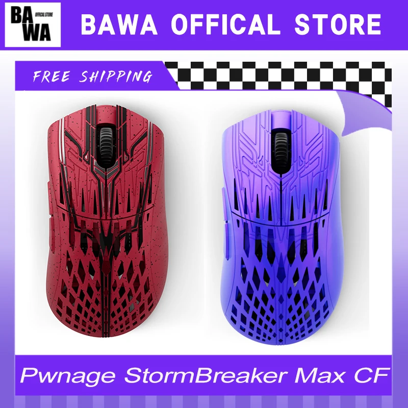 Pwnage StormBreaker MAX CF 탄소 섬유 마우스 듀얼 모드 무선 게임용 마우스 PAW3950 8000Hz 경량 마우스 PC 액세서리