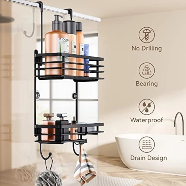 Bathroom Caddy Hanging Shelf with Hook Suction Cups Stainless Steel Hanging  Door Shower Rack Rustproof Hanging Shower Caddy Rack - AliExpress