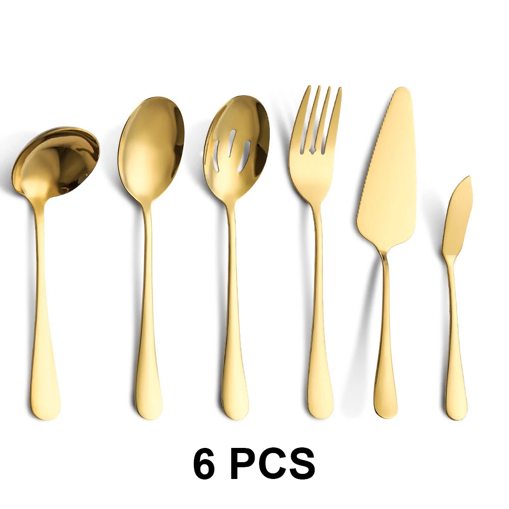 

Hotel 6 7 11 pcs Serving Flatware Set Stainless Steel Tableware Banquet Service Cutlery Spoon Fork Colander Butter Knife