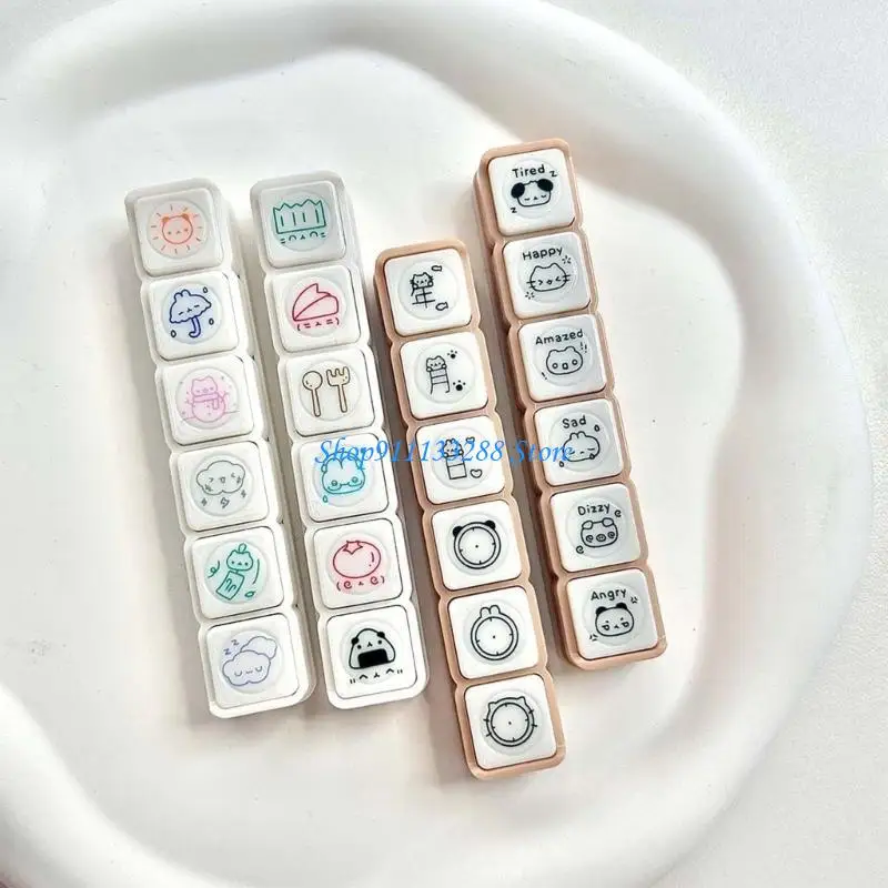 G88D 사랑스러운 날짜 스탬프 기분 스탬프 날씨 스탬프 스크랩북용 장식 스탬프