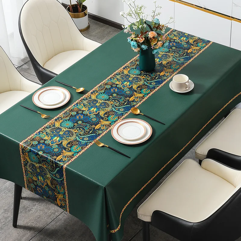 

PVC Tablecloth Light Luxury High-grade Waterproof Oil-proof Scald-proof and Washable Rectangular Table Mat PVC Tea Table Runner