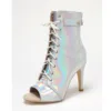 2024 Women Black High Heels Soft Peep Toe Boot Stilettos Jazz Dance Lady Shoes Latin Dancing Booties Big Size 1