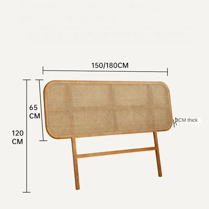 Japanese Solid Wood Headboards for Bed Headboards Simple Household Bed for Bedroom Retro Creative Rattan Backrest