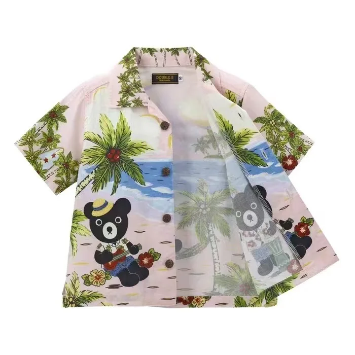 Boys' ShirtsSummer Trendy Resort-Style Short Sleeve Single-Breasted Shirt Tops