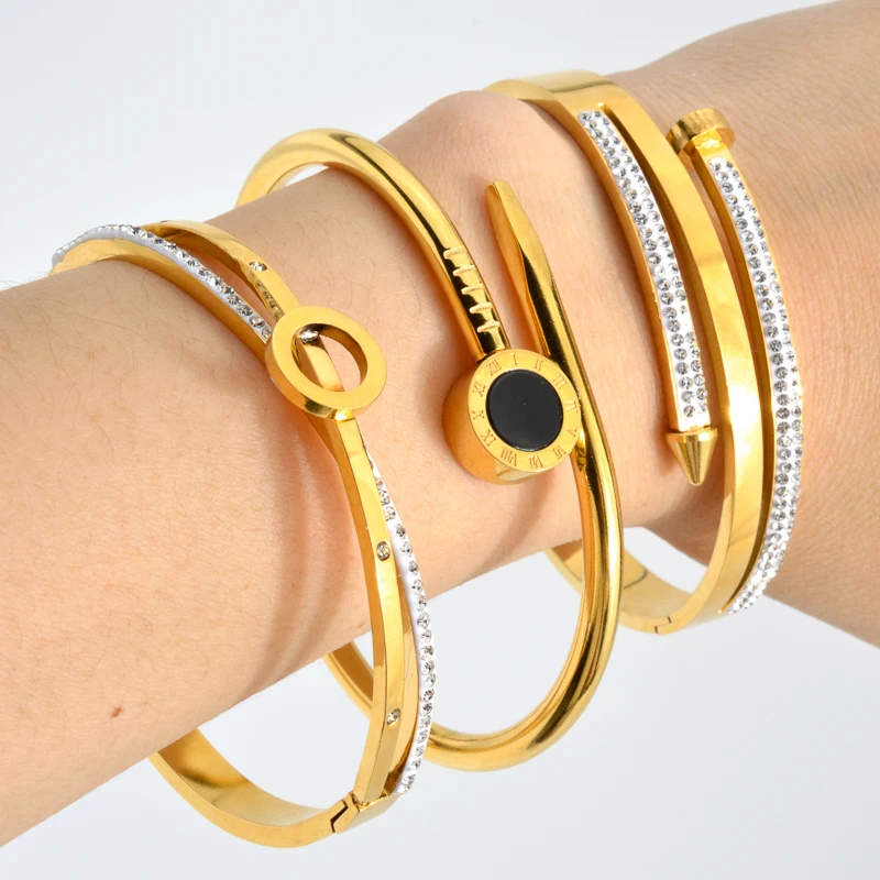 Sunny Jewelry Bracelet Stainless Steel Gold Color Zircon