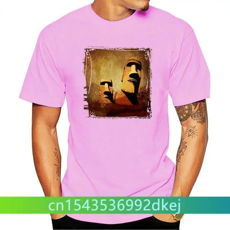 Easter Island Mystery Casual Rock Heads Mens T-Shirt Nera Uomo Girocollo Manica Corta Stone Tee Shirts Plus Size Man