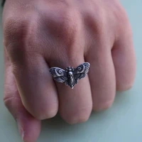 Personality Vintage Magic Witchy Adjustable Insects Jewelry Accessories Fashion Deaths Head Moth Butterfly Ring For Women 1