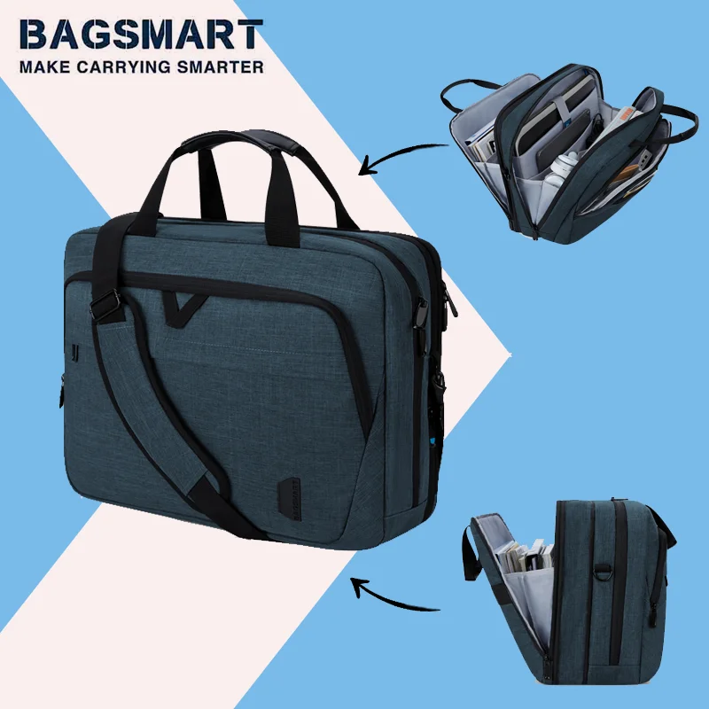 Bagsmart-bolsa Expansível para Laptop para Homens e Mulheres Maleta para Computador Bolsa de Ombro Trabalho Negócios Viagens Escritório 17.3 Polegada
