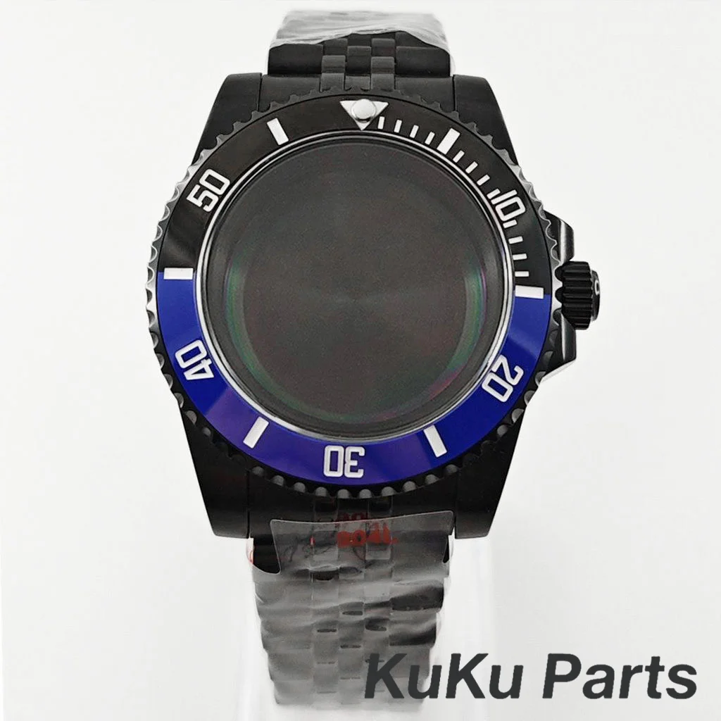 Black Purple GMT Bezel Watch Case with PVD Black Jubilee Bracelet and Sapphire Crystal