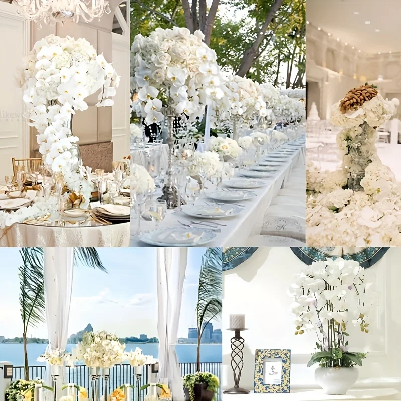 2 Stück 9-köpfige Blumen 38 Zoll Künstliche Schmetterlingsorchideen-Bouquets Kunstblumen für Hochzeitsdekoration Heim Garten Raumdekoration – Detail 8