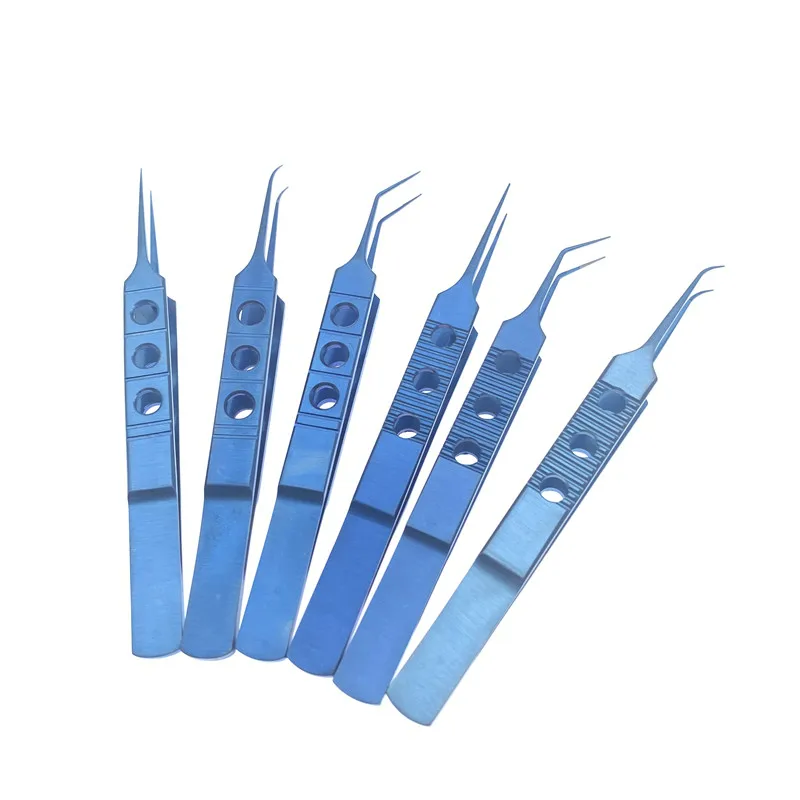 

11CM Titanium Straight/Curved Head Tweezers Forceps Platforms Ophthalmic Dental Microsurgical Instruments