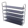 Simple Assembly 5 Tiers Non-woven Fabric Shoe Rack with Handle Black RT 3