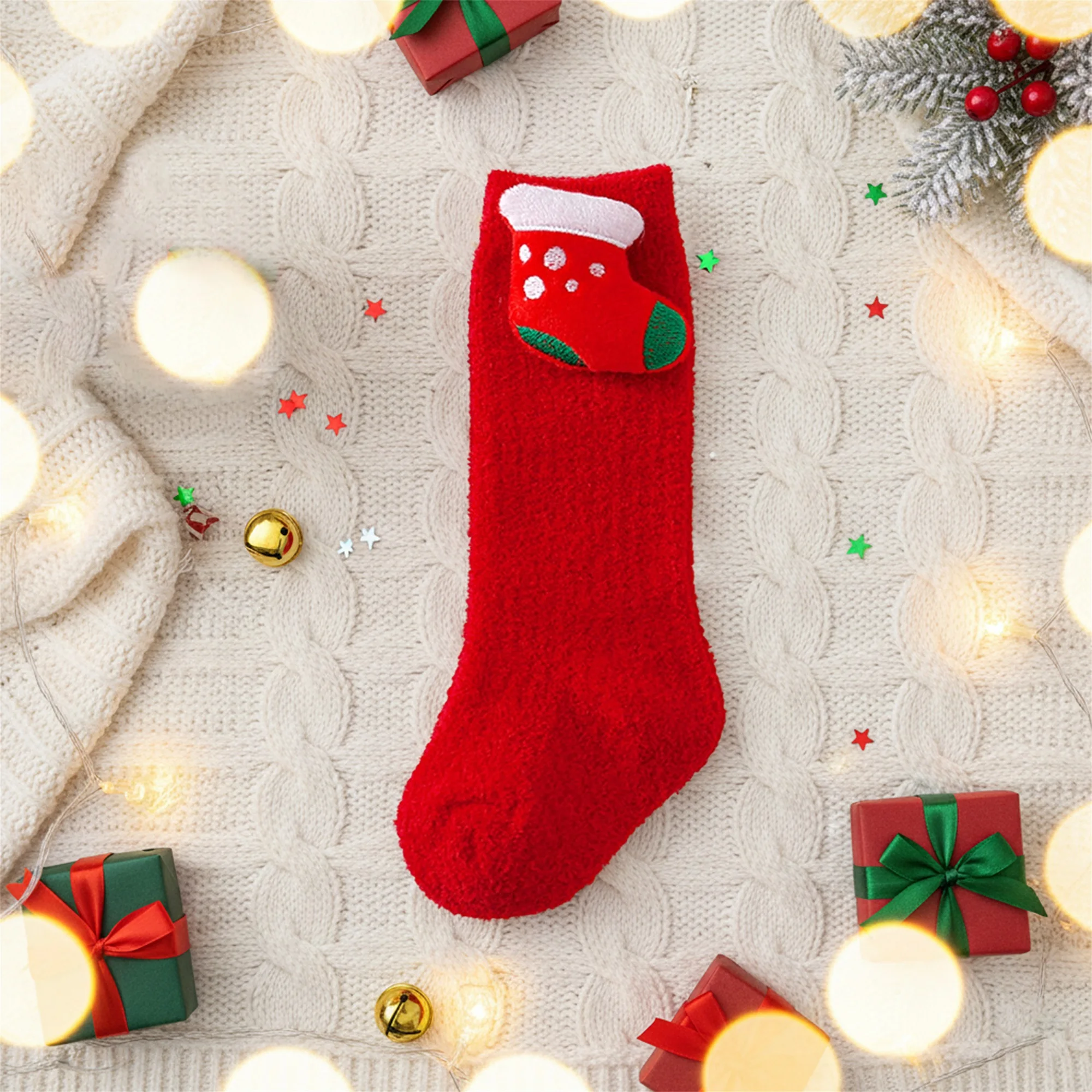 Winter Warm Plush Slipper Socks for Women Men Indoor Fuzzy Cozy Non-Slip Floor Socks with Grippers Christmas Gift