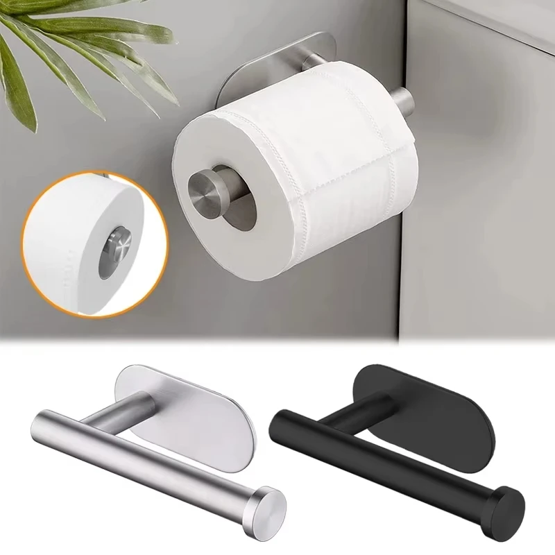 Toilet Paper Holder No Punching Wall Mounted Rustproof Anticorrosion Stainless Steel Bathroom Kitchen