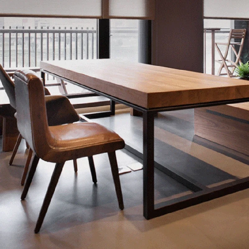 북유럽 럭셔리 솔리드 우드 직사각형 책상, 레트로 레스토랑 호텔 테이블, 밀크 티 카페, 맞춤형 테이블 가구, 120-240cm 