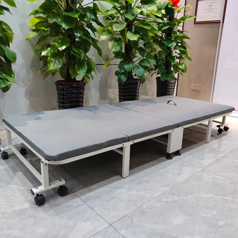 Foldable bed with wheels 190*80Cm Folding Single Bed Foldable Bed Adult Rest Portable Office Lunch Break Siesta Easy to carr