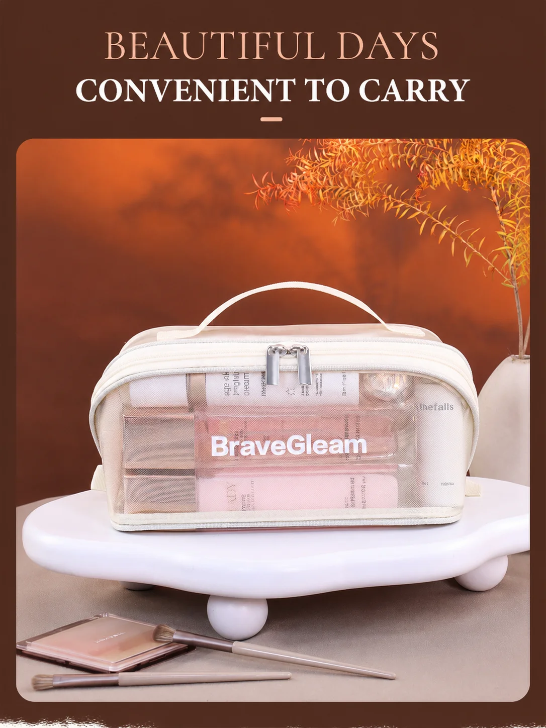 Transparent Pillow Makeup Bag Portable Travel Makeup Storage Bag Multi functional Toiletry Storage Bag 3