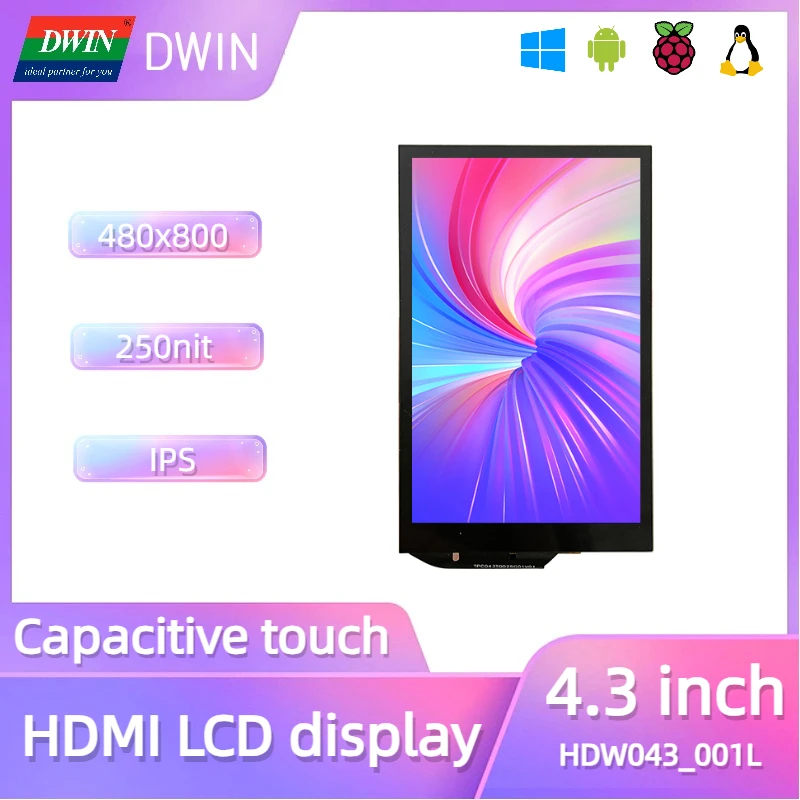 

DWIN 4,3 дюймовый HDMI монитор подходит для Windows Raspberry Pi Linux Android банан Pi мини сенсорный ЖК-дисплей с интерфейсом HDMI