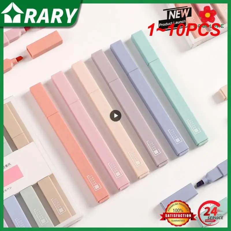 

1~10PCS set Brief Style Pale Color Highlighter Fluorescent Pen Art Markers Gift Stationery Highlighter Set Pastel Highlighters