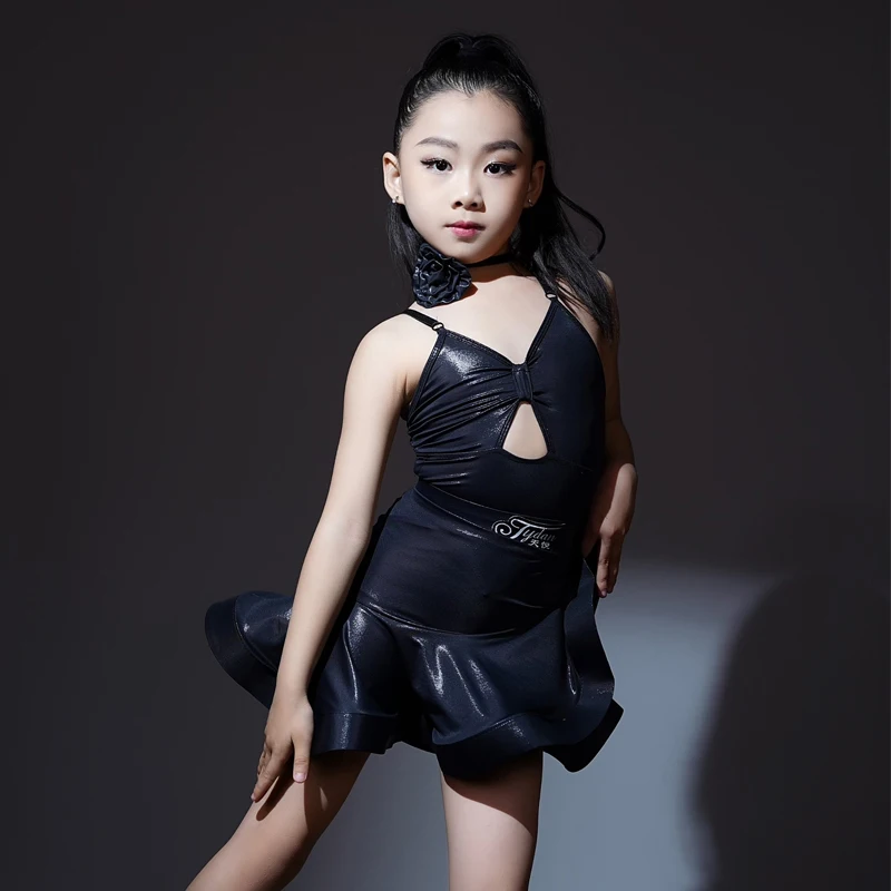 

Summer Black Sleeveless Latin Dance Dress For Girls Samba Chacha Rumba National Standard Competition Dance Dresses DWY9971