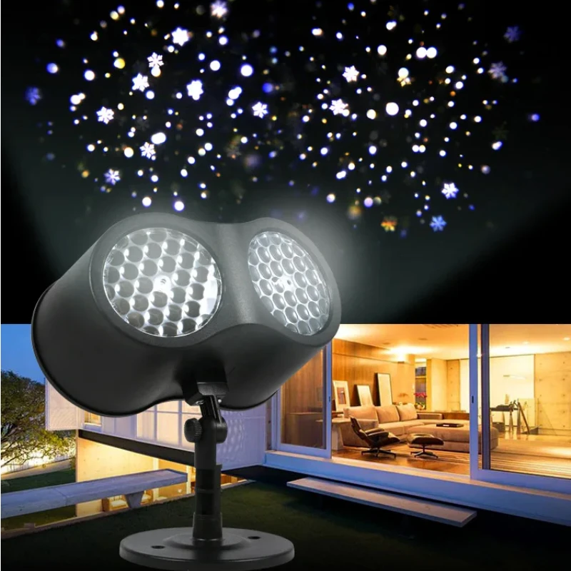 Christmas Led Lights Projector Snowflake Outdoor Stage Light Rotating Xmas Pattern Outdoor Holiday Lighting Garden Decor Party