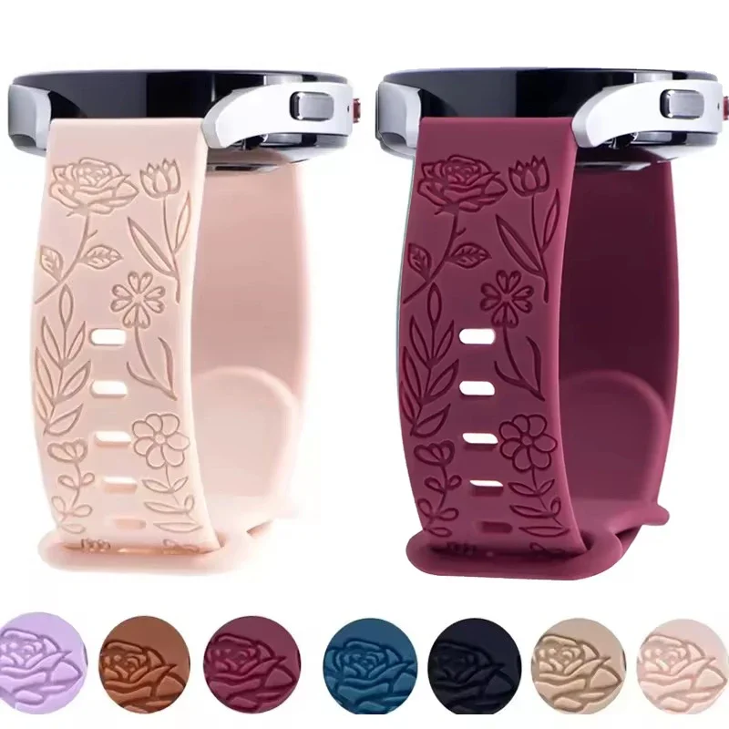 Engraved Rose Silicone Watchbands