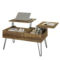 Table basse WOLTU à double plateau relevable, table de canapé réglable en hauteur, table de salon coulissante avec rangement dissimulé séparé 4